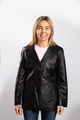 Womens Ena black leather jacket